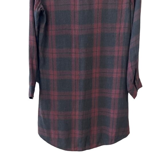 Cloth & Stone Womens Long Tunic Red Black Plaid Collared Long Sleeve Top XS - Picture 9 of 12